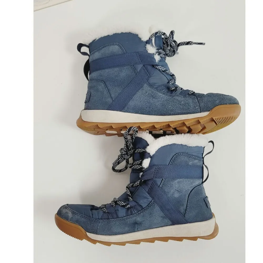 SOREL Whitney II Flurry Boot Waterproof Suede Winter Boots in Uniform Blue, sz 6